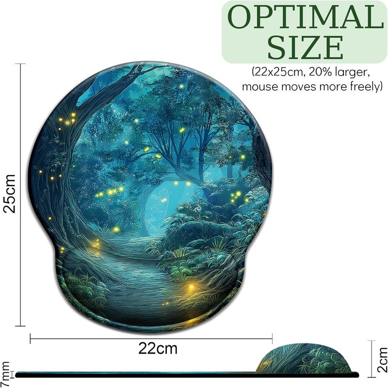 LIMKRIAN Firefly Forest Mouse Pad with Wrist Rest, Ergonomic Mouse Pad Wrist Support with Non-Slip Pain Relief PU Base, Funny Computer Mousepad, Cute Office Supplies Home Desk Accessories Decor - Image 4
